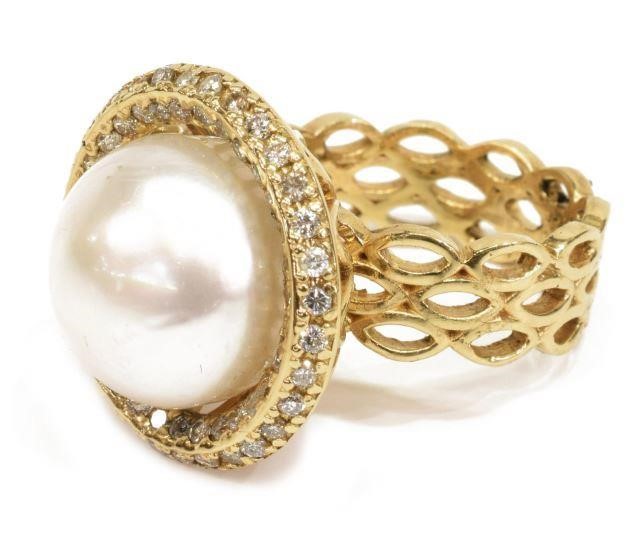 ESTATE 14KT YELLOW GOLD MABE PEARL 3bffc4