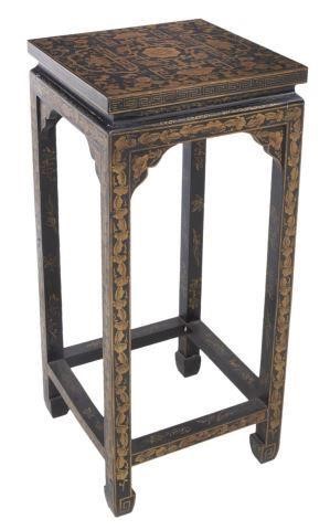 CHINESE BLACK LACQUER PEDESTAL