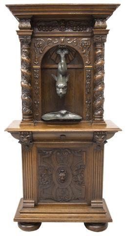 FRENCH OAK CABINET WITH PEWTER 3c002a