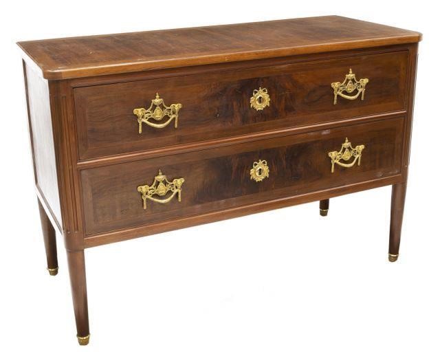 SWISS LOUIS XVI WALNUT COMMODE,