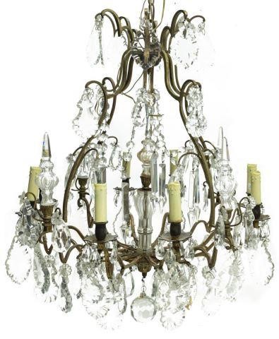 ITALIAN CRYSTAL GILT METAL 8 LIGHT 3c0079