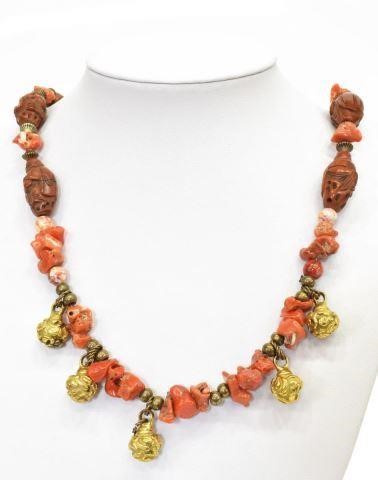 VINTAGE RED CORAL BEADED NECKLACEVintage