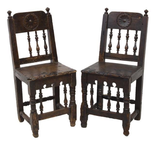  PR SPANISH WALNUT SIDE CHAIRS  3c00e6