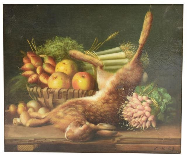 SIGNED STILL LIFE WITH RABBIT PAINTINGFramed 3c00f5