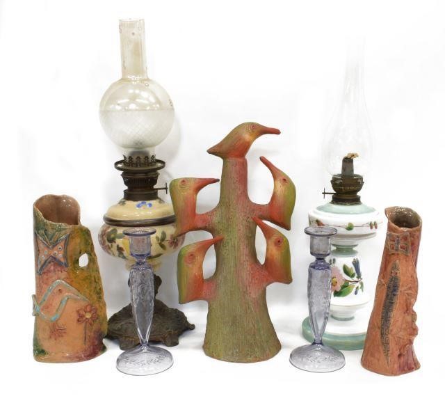  7 DECORATIVE LOT ART POTTERY  3c0121