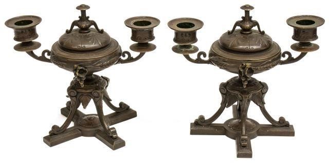  2 VICTORIAN BRONZE GARNITURE 3c0119