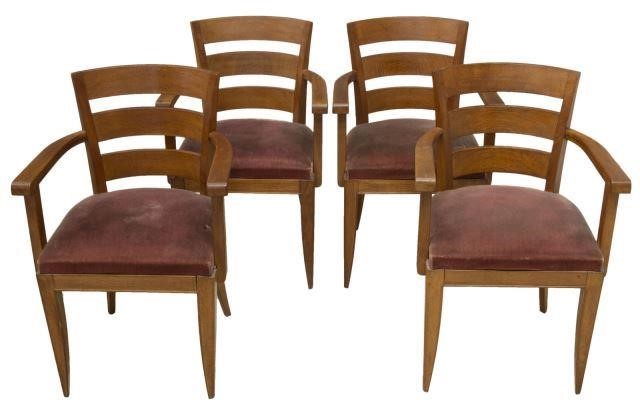 (4) FRENCH ART DECO OAK ARMCHAIRS(lot