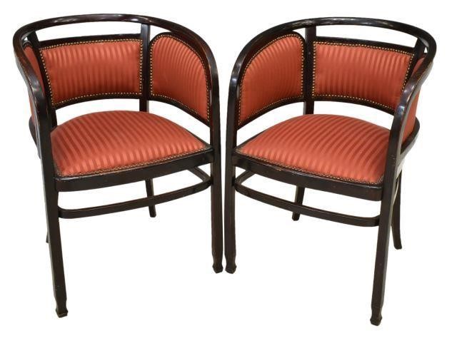  2 ART NOUVEAU BENTWOOD UPHOLSTERED 3c021f