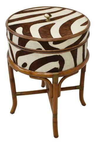 ZEBRA PATTERNED HIDE COVERED BOX RATTAN