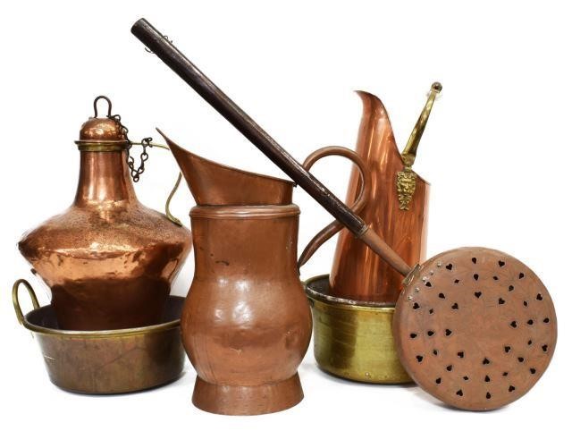 (6) COLLECTION OF COPPER & BRASS HOUSEHOLD