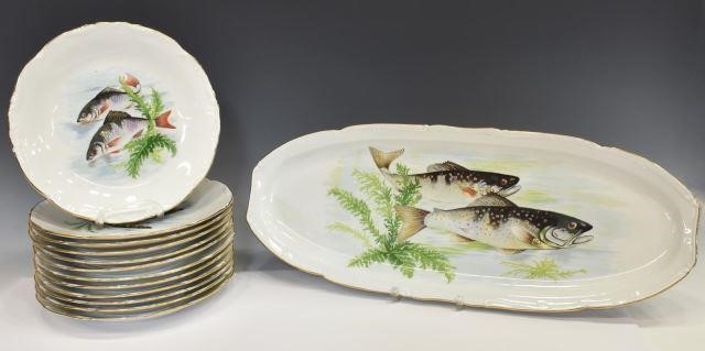 (13) FRENCH PORCELAIN SEAFOOD FISH