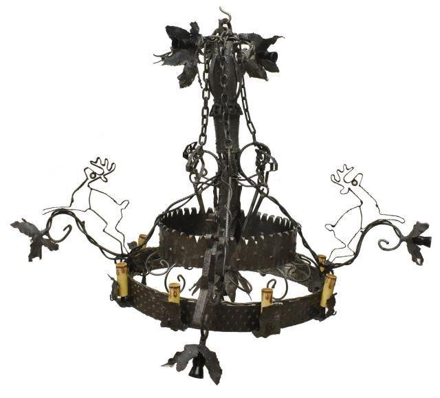 LARGE IRON EIGHT LIGHT CHANDELIER  3c030c