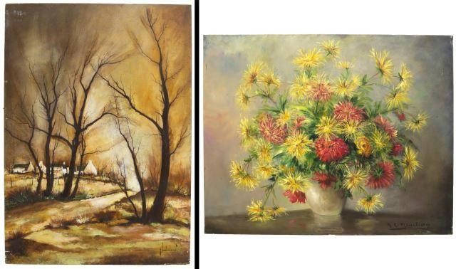 (2) PAINTINGS: FLORAL STILL LIFE,