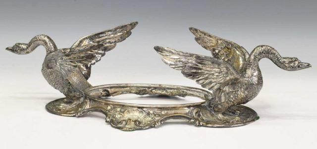 GERMAN 800 SILVER SWANS CENTERPIECE