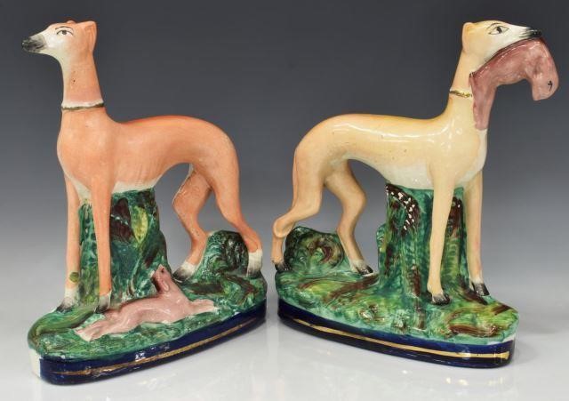 (2) ENGLISH STAFFORDSHIRE HUNTING DOG