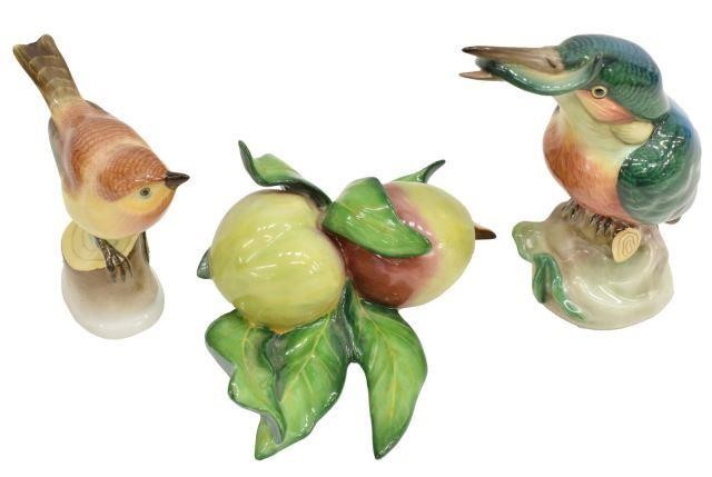 (3) HEREND HAND-PAINTED PORCELAIN FIGURES,