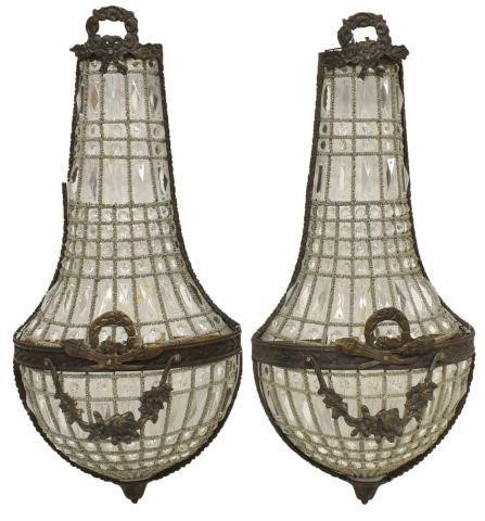 (2) LOUIS XVI STYLE CRYSTAL TWO-LIGHT