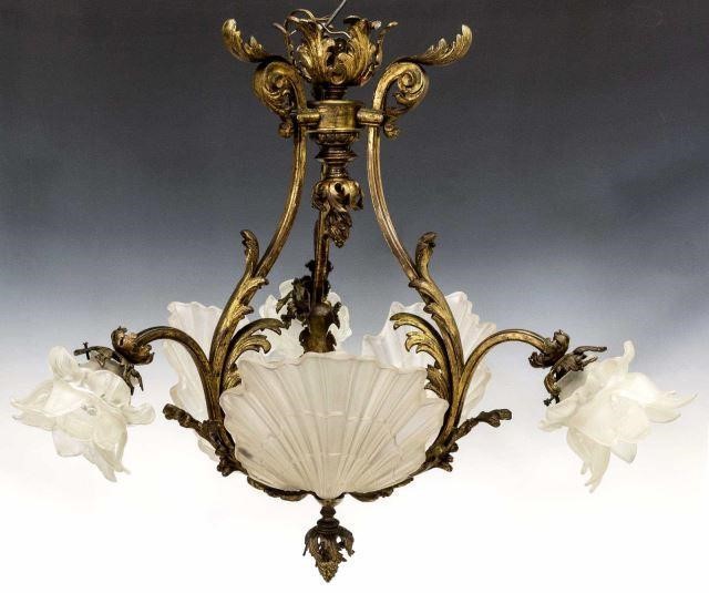 FRENCH GILT METAL GLASS SIX LIGHT 3c03ce