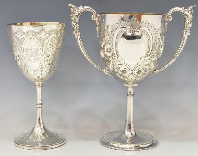  2 SILVERPLATE GOBLETS TROPHY  3c03f1