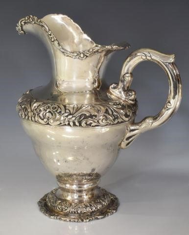 REPOUSSE & CHASED .900 SILVER PITCHER,