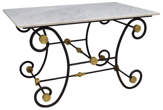 FRENCH MARBLE-TOP WROUGHT IRON