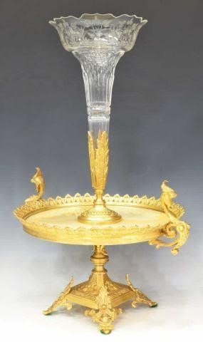 FINE FRENCH GILT BRONZE & ONYX & GLASS