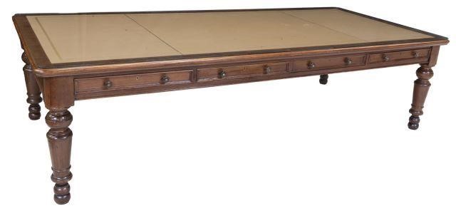 ENGLISH LEATHER-TOP LIBRARY TABLE