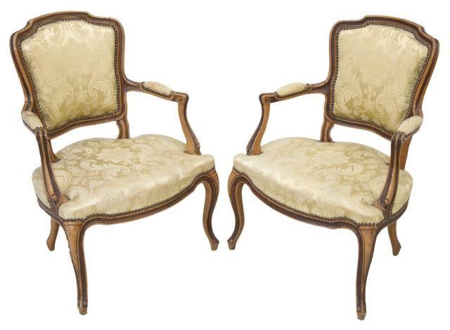 (2) FRENCH LOUIS XV STYLE UPHOLSTERED