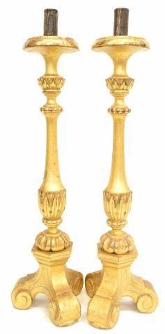  2 GILTWOOD ALTAR CANDLE PRICKETS 3c0502