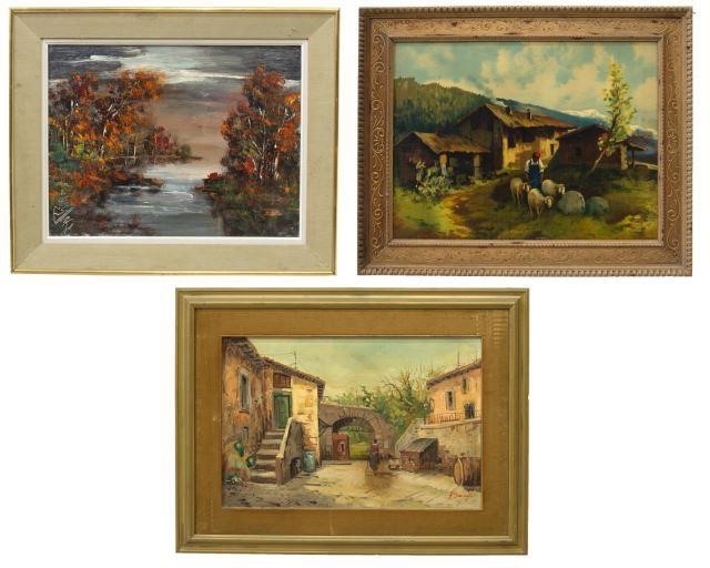  3 FRAMED ITALIAN SCHOOL PAINTINGS 3c0580