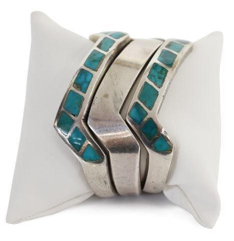 3)SOUTHWEST TURQUOISE INLAID SILVER