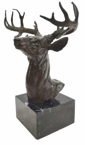 PATINATED BRONZE STAG HEAD MOUNTED 3c0627