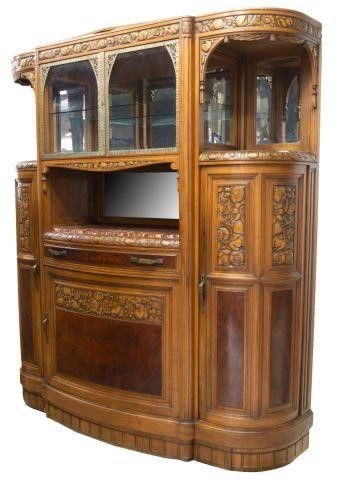 FRENCH ART DECO CARVED WALNUT DISPLAY 3c0701