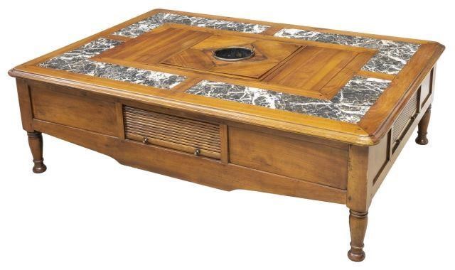 FRENCH MARBLE INLAID FRUITWOOD