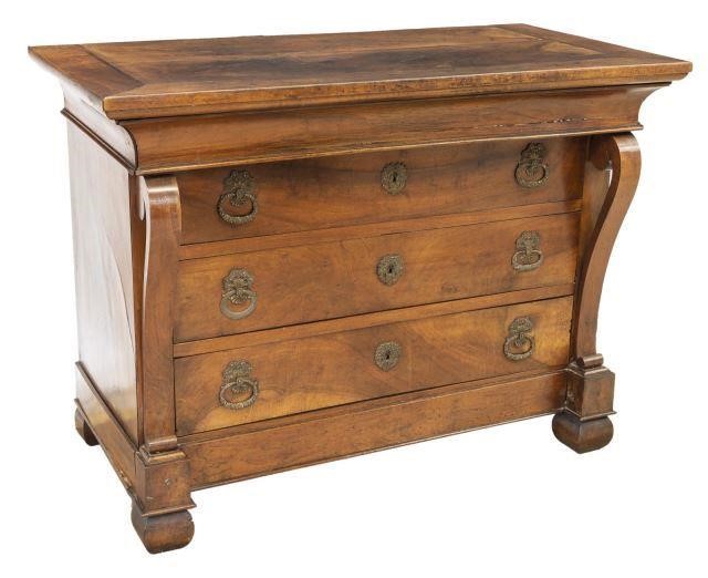 FRENCH EMPIRE STYLE WALNUT FOUR-DRAWER