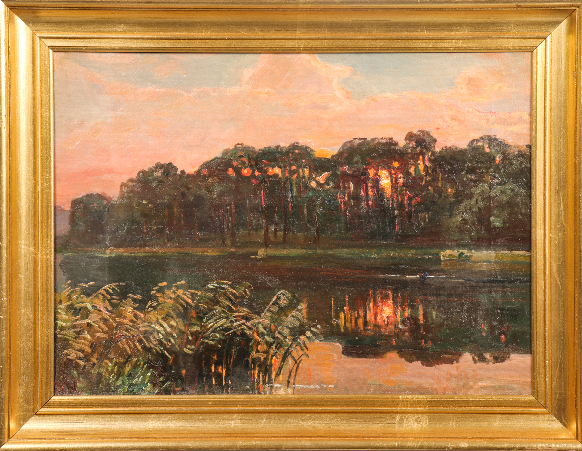 IMPRESSIONISTIC RIVER SUNSET OIL 3c2e63