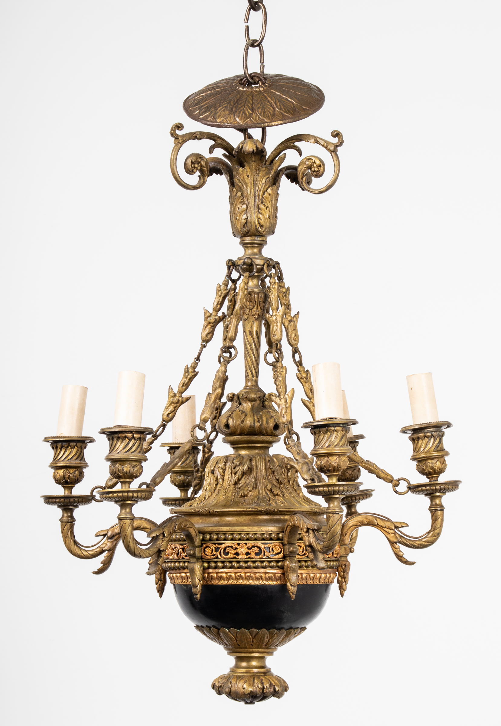 FRENCH EMPIRE STYLE BRONZE 6 LIGHT 3c2f1c