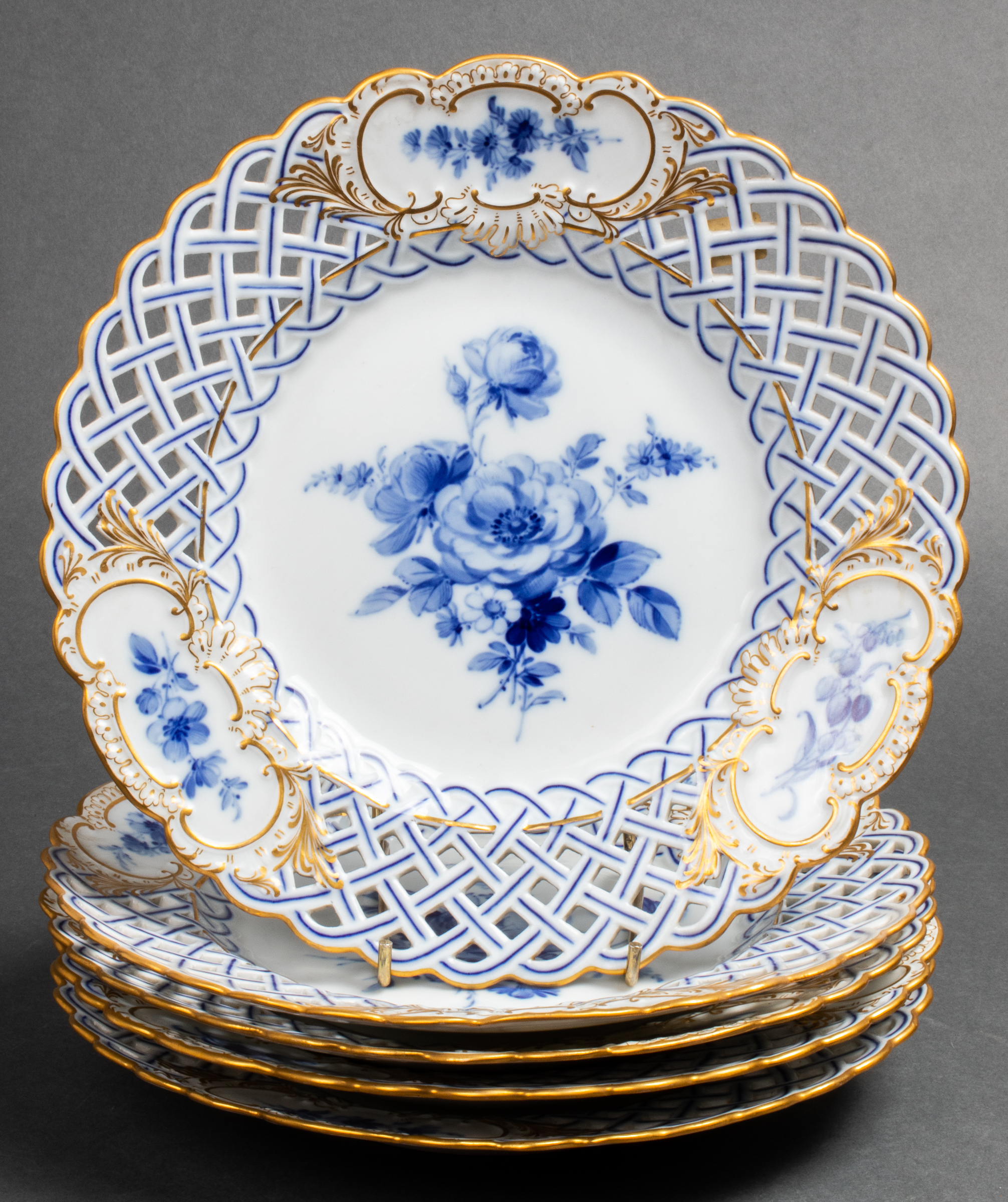 MEISSEN RETICULATED PORCELAIN PLATES,