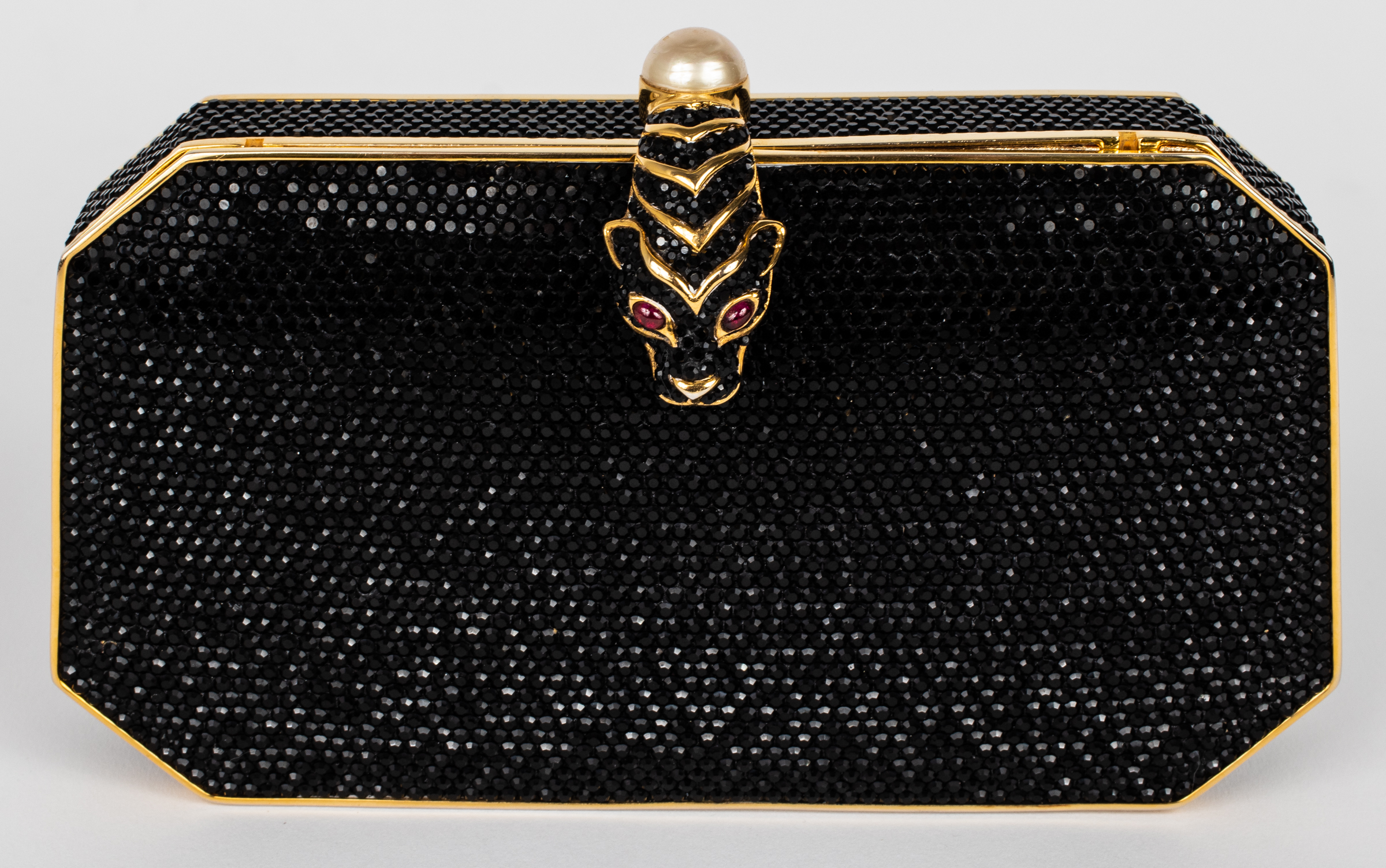 JUDITH LEIBER BLACK CRYSTAL MINAUDIERE