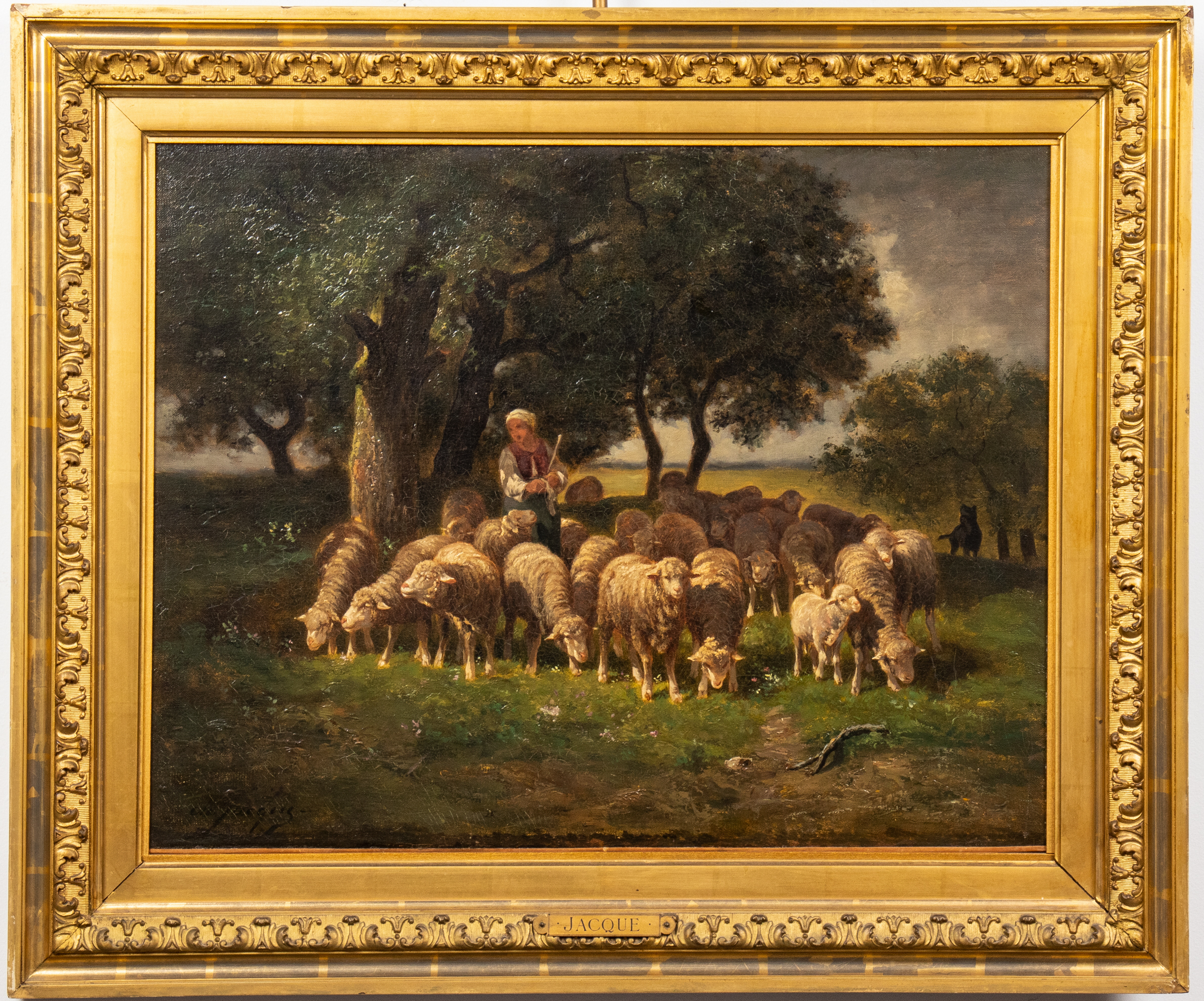CHARLES EMILE JACQUE "THE SHEPHERDESS"