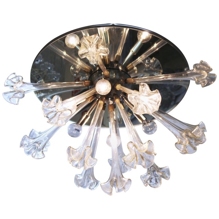 ITALIAN MURANO FLORAL GLASS FLUSH 3c305c