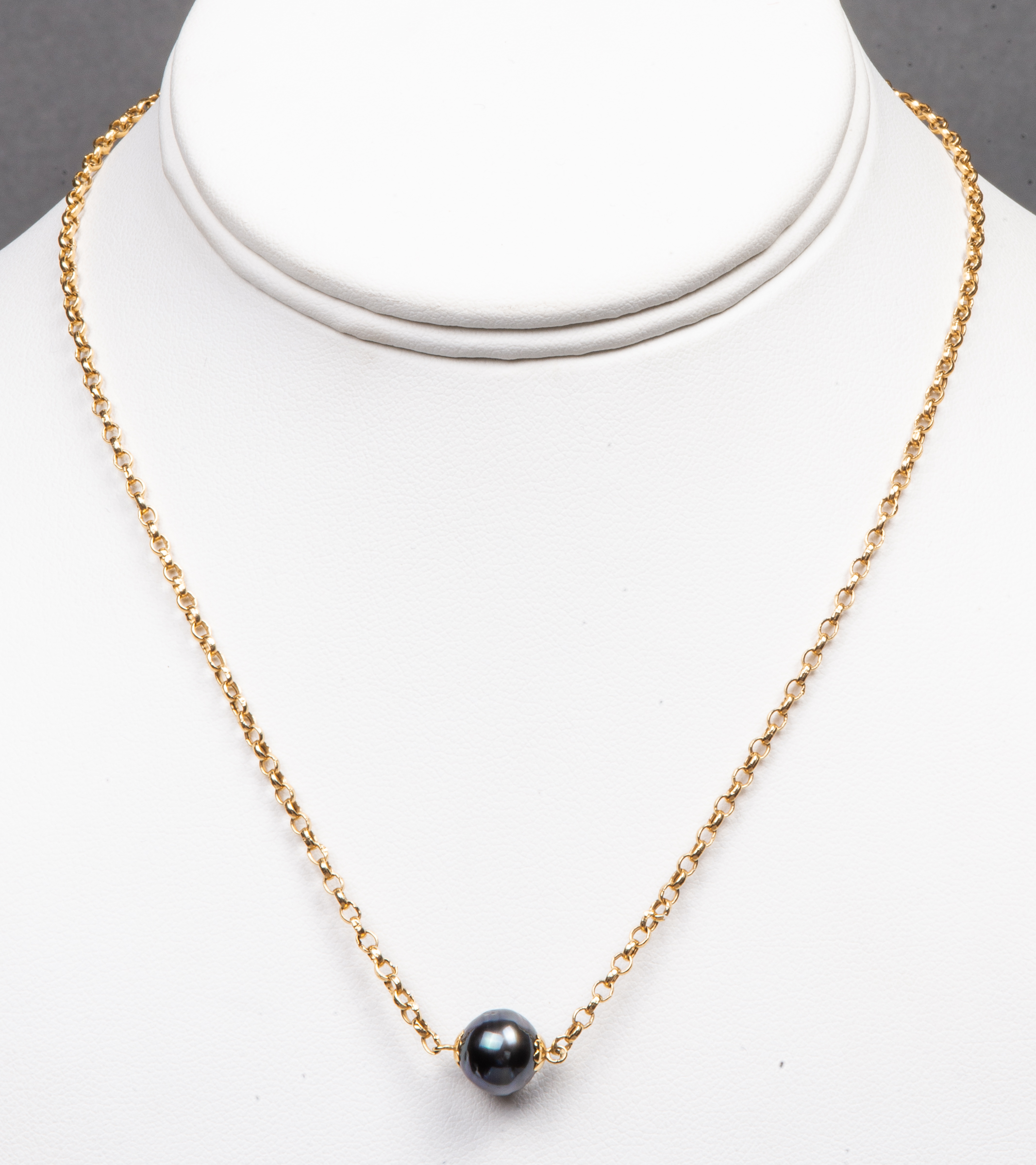 14K YELLOW GOLD BLACK TAHITIAN PEARL