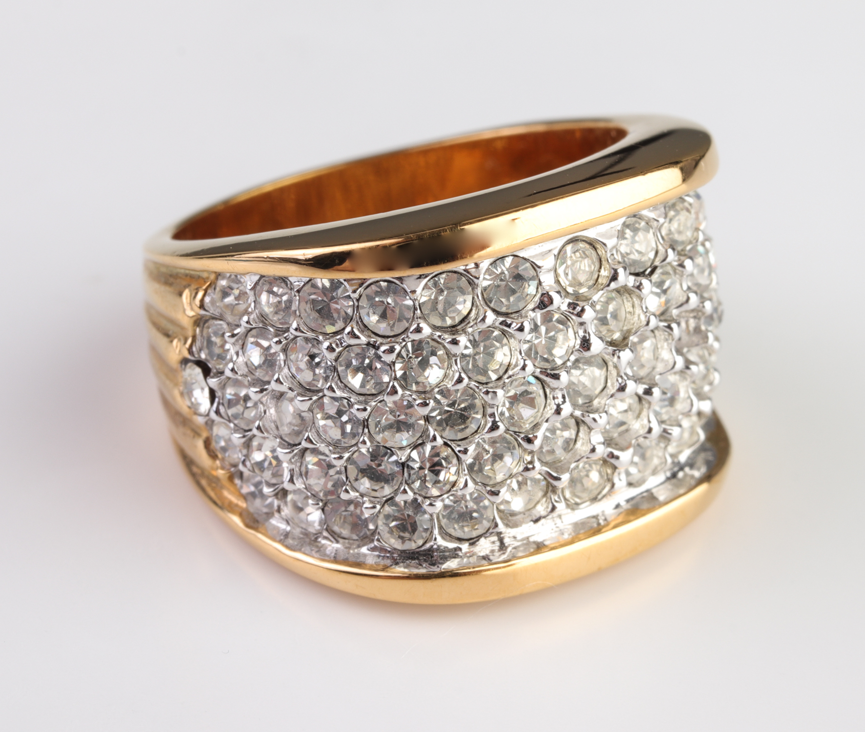 VINTAGE 14K YELLOW GOLD AND FAUX-DIAMOND