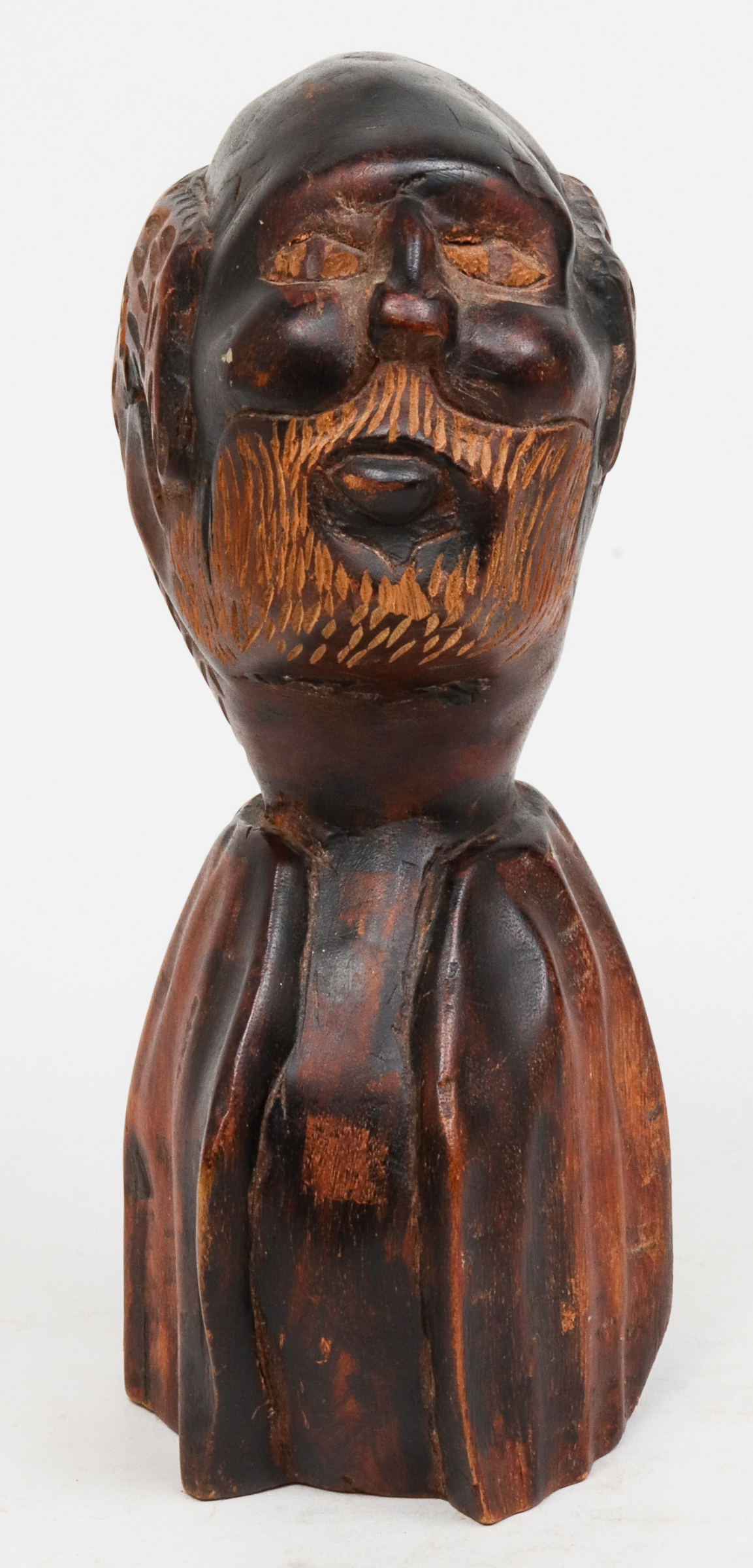 FOLK ART CARVED WOOD BEARDED MAN