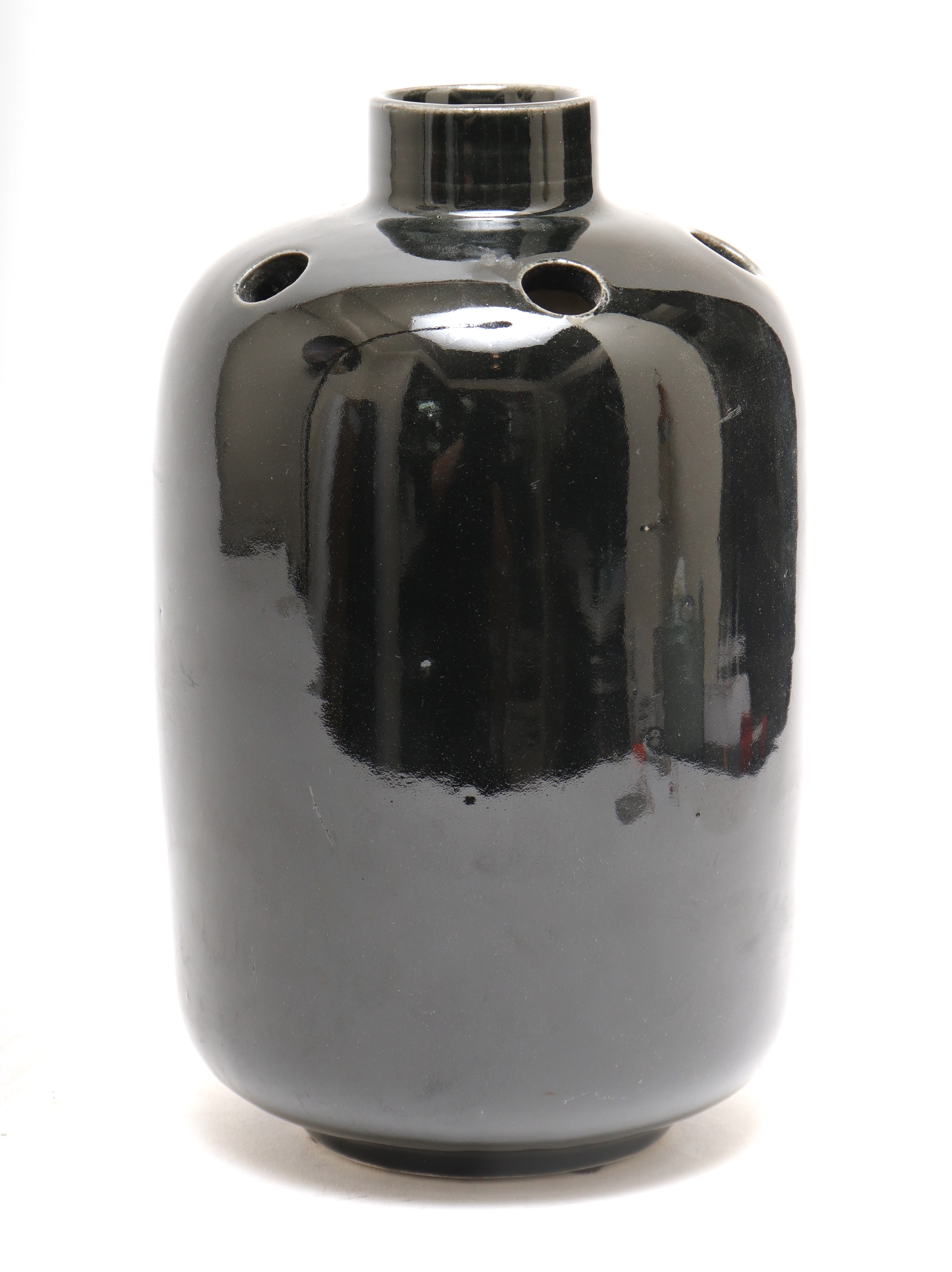 BLACK CERAMIC PERFORATED VASE Black 3c3197