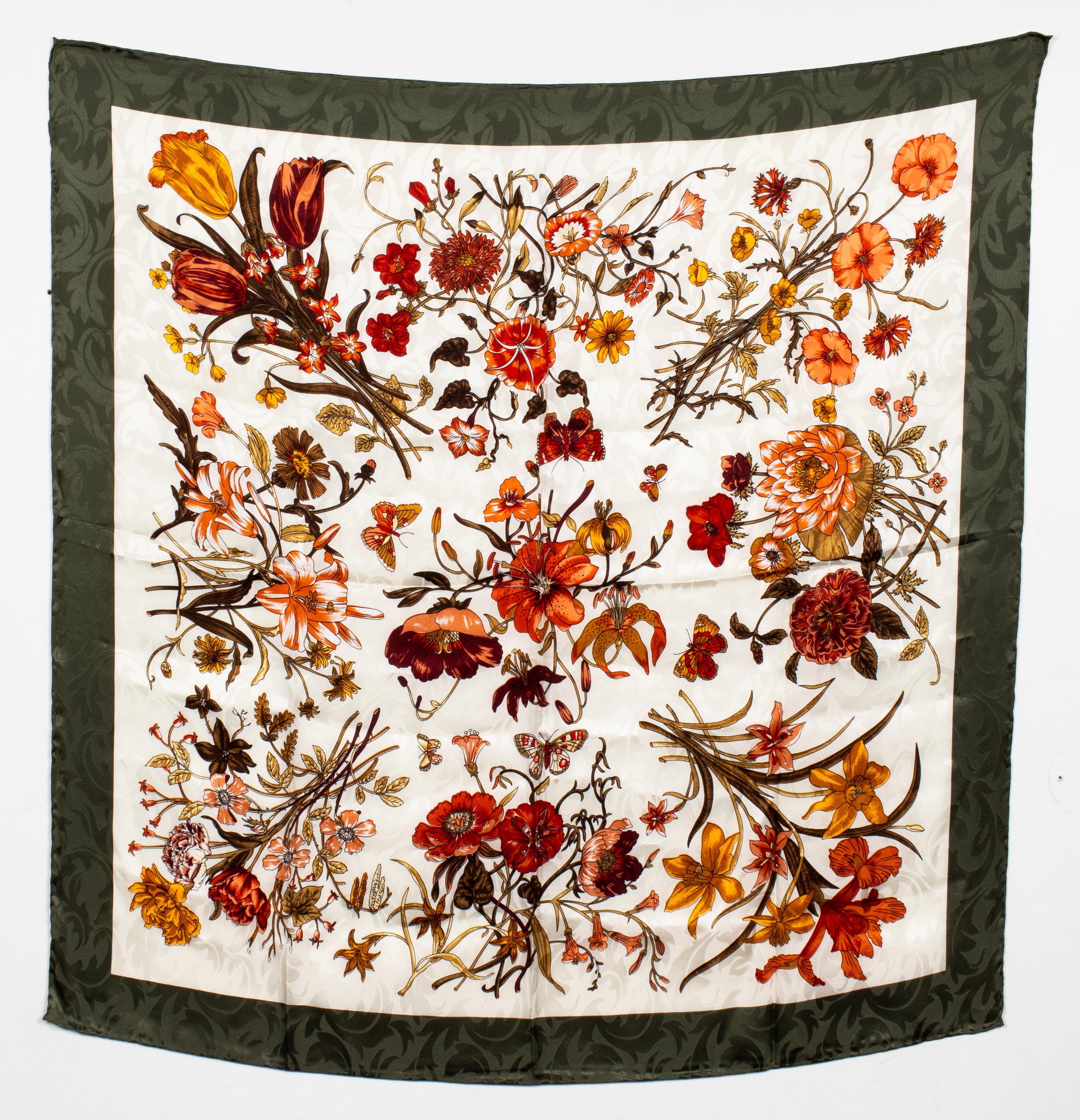 FLORAL SILK SCARF 34 square  3c31c5