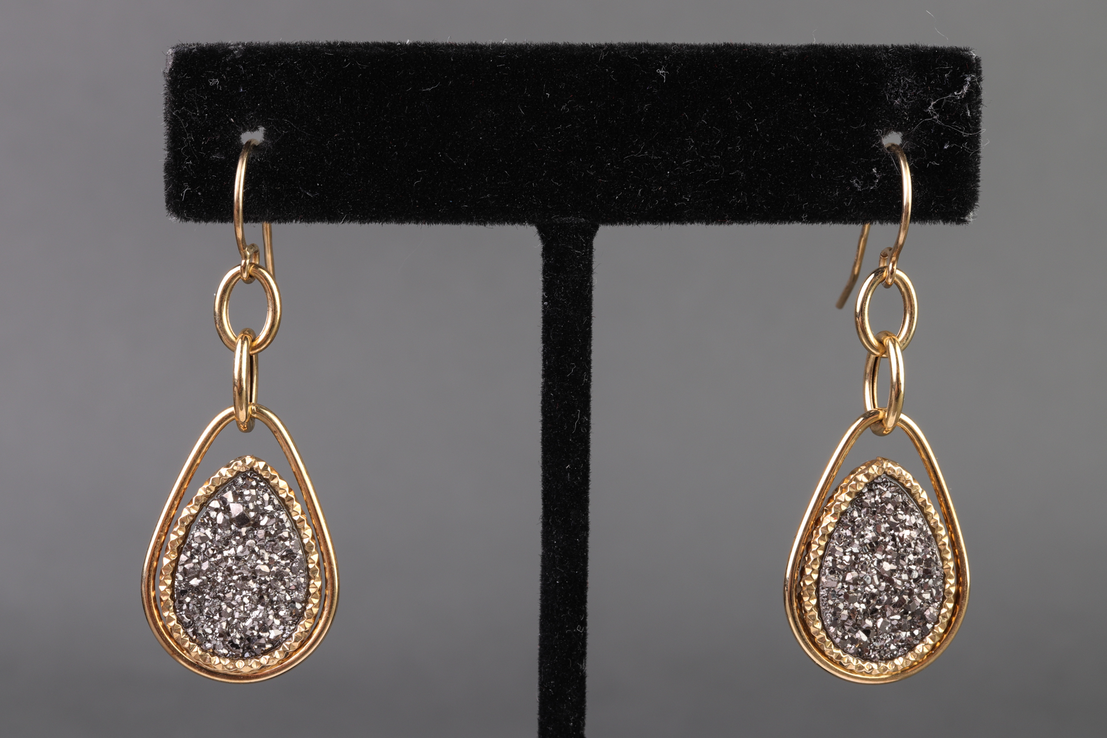 MILOR ITALY 14K GOLD & DRUZY QUARTZ