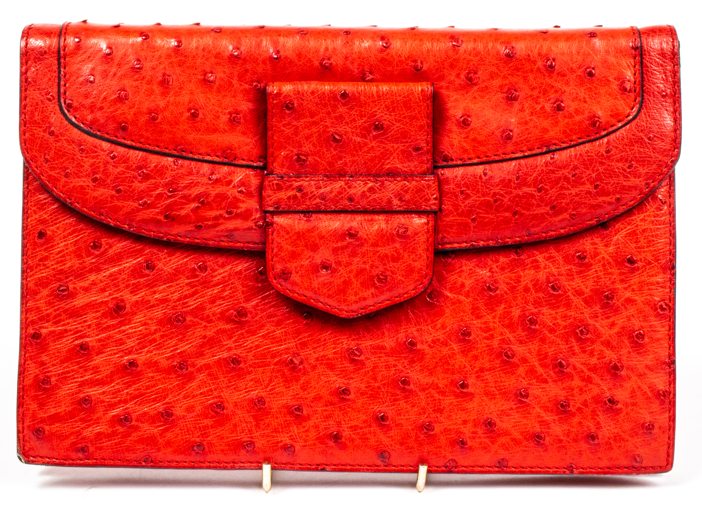 VINTAGE RED OSTRICH CLUTCH BAG