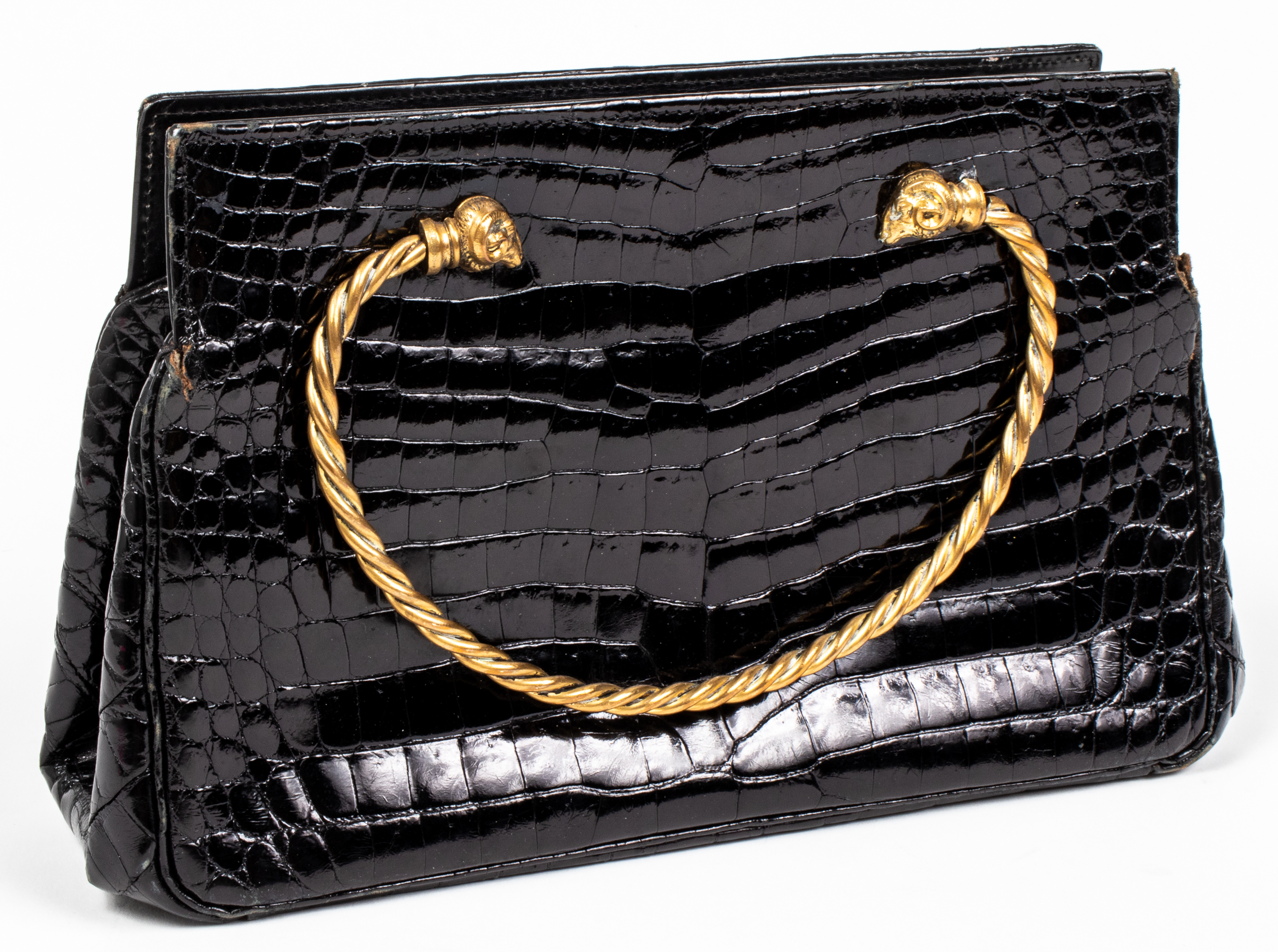 VINTAGE BLACK CROCODILE HANDBAG