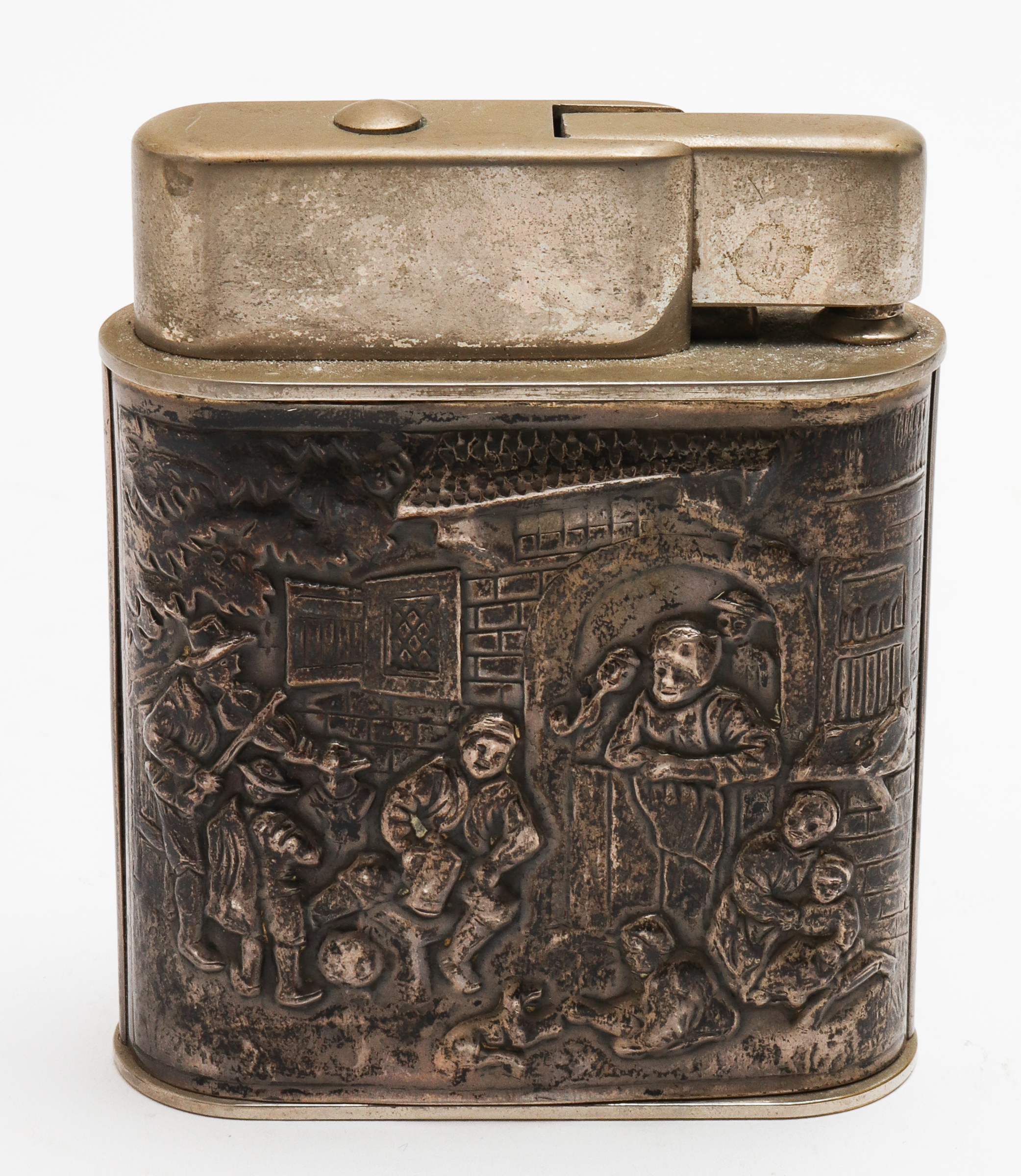 DUTCH REPOUSSE SILVER TABLETOP LIGHTER